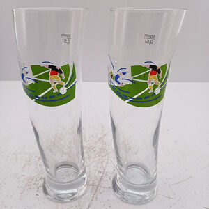 Weihenstephaner Beer Glasses 0.5L – Set of 2 Soccer Theme Pilsner Glasses German